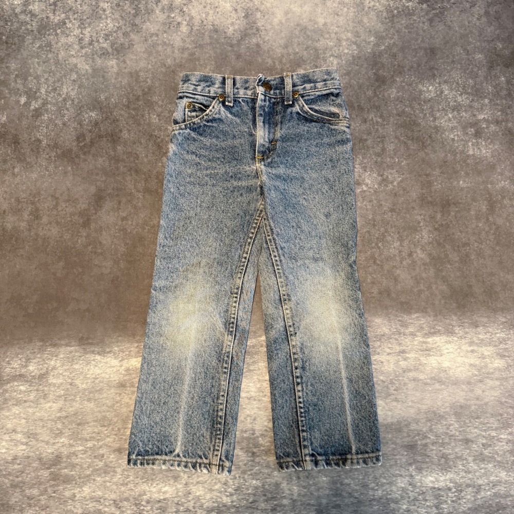 Vintage Lee Kids Jeans Size 5 Regular Blue Denim Made in USA Straight Leg 90s